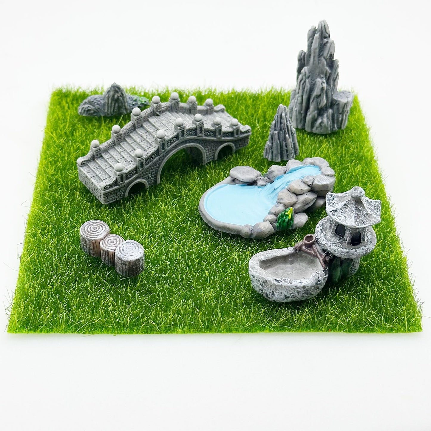 Woohome 42 PCS Mini Garden Accessories Fairy Garden Kit Micro Landscape Mini Zen Garden Accessories for Diorama Project DIY, Mini House Decor