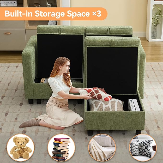WUTUTUEE 58”Modular Sectional Loveseat Sofa
