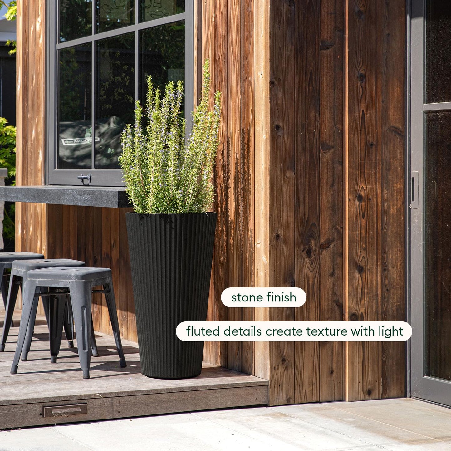 Veradek Demi Series Tall Planter for Porch, Patio, Backyard | Durable Plastic-Stone Composite Material | Modern Décor for Tall Plants, Grasses