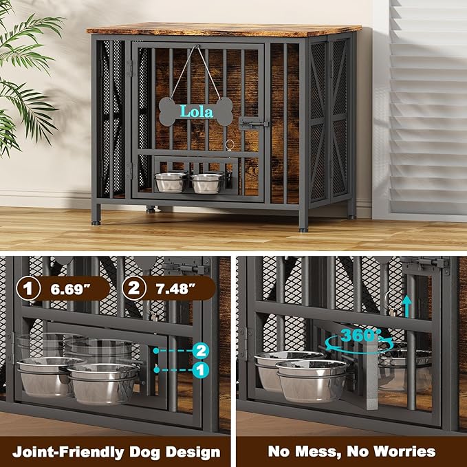 Easycom Dog Crate Furniture, 31.5" Assembly-Free Dog Crates