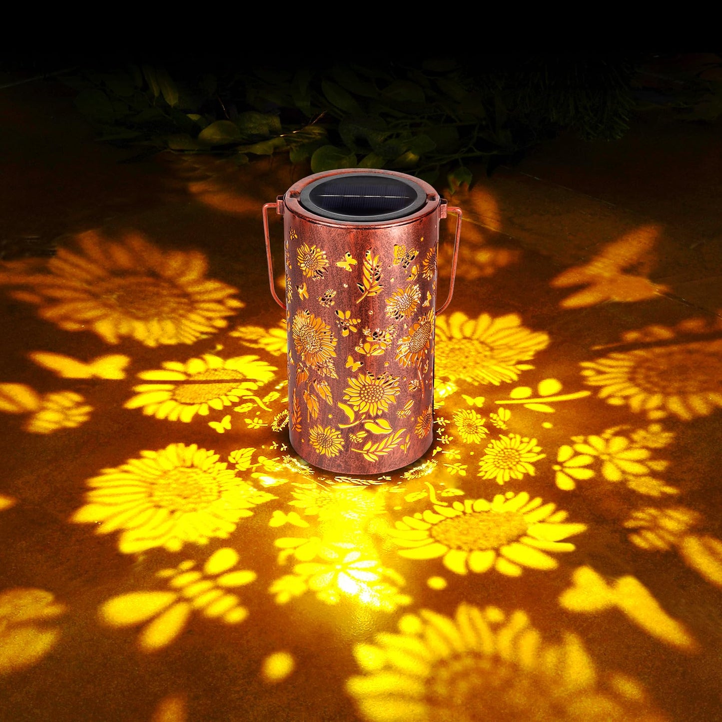 Homemory Solar Lanterns Outdoor Waterproof Birthday Gifts for Women Mom Grandma Sunflower, LED Solar Lights Metal Decoration Outside for Yard, Patio, Backyard, Porch, Lawn