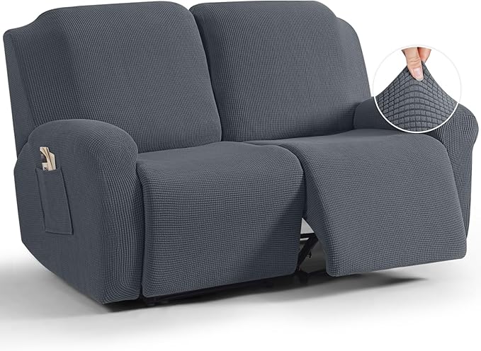 TAOCOCO Recliner Loveseat Slipcover, 6 Pieces Dual Recliner Sofa Covers