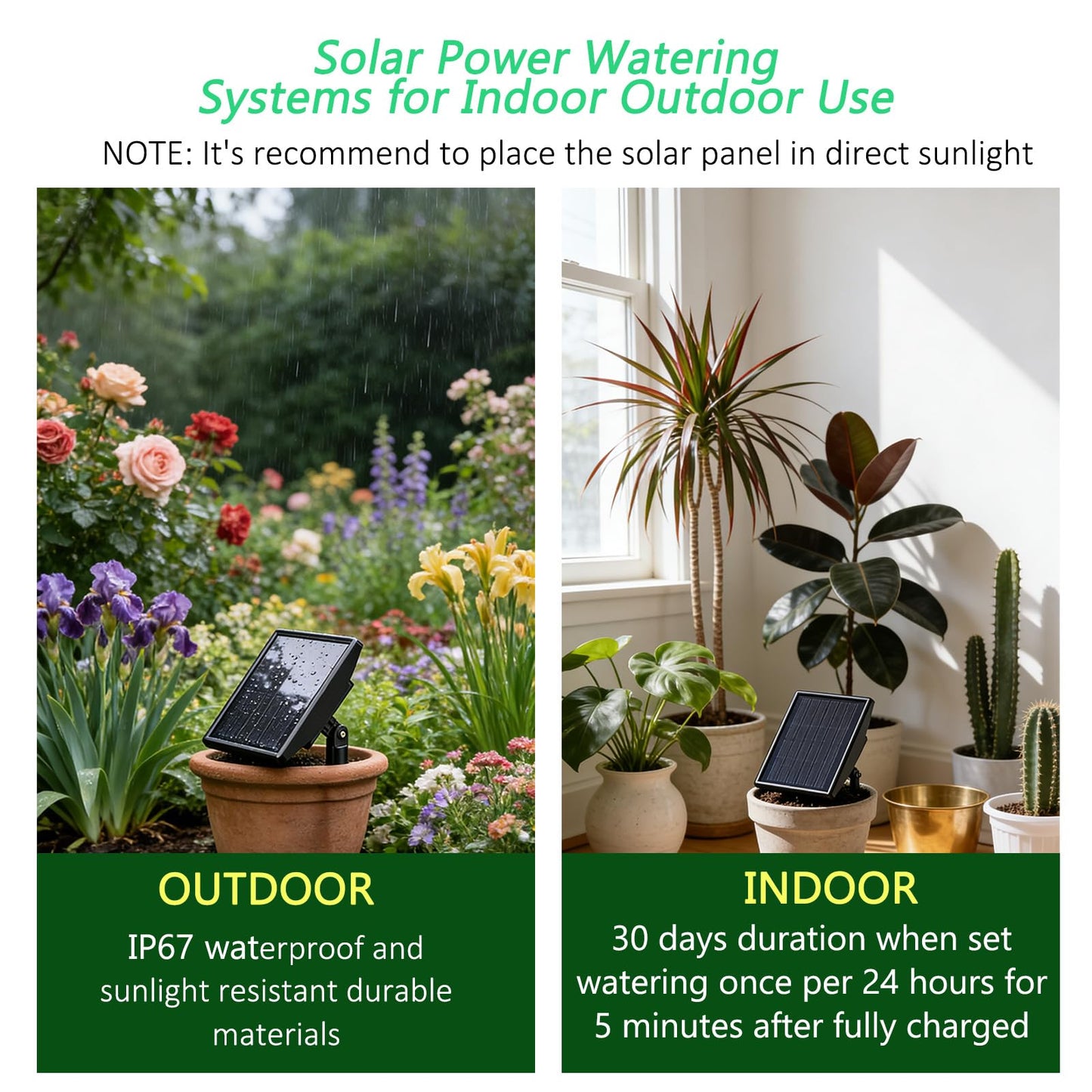 Vonloge 49FT Solar Drip Irrigation System, Automatic Watering Irrigation Kit for 15 Potted Plants, Auto DIY Watering System Plant Water Devices with Timer for Greenhouse Balcony Indoor Outdoor