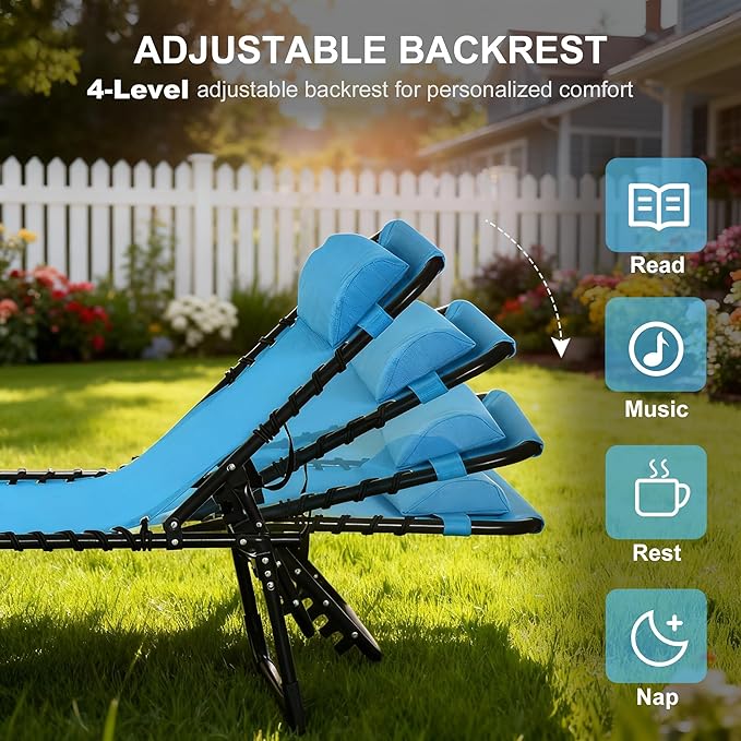 Outsunny Folding Chaise Lounge Chair, Patio Sun Tanning Chair, Outdoor Chaise