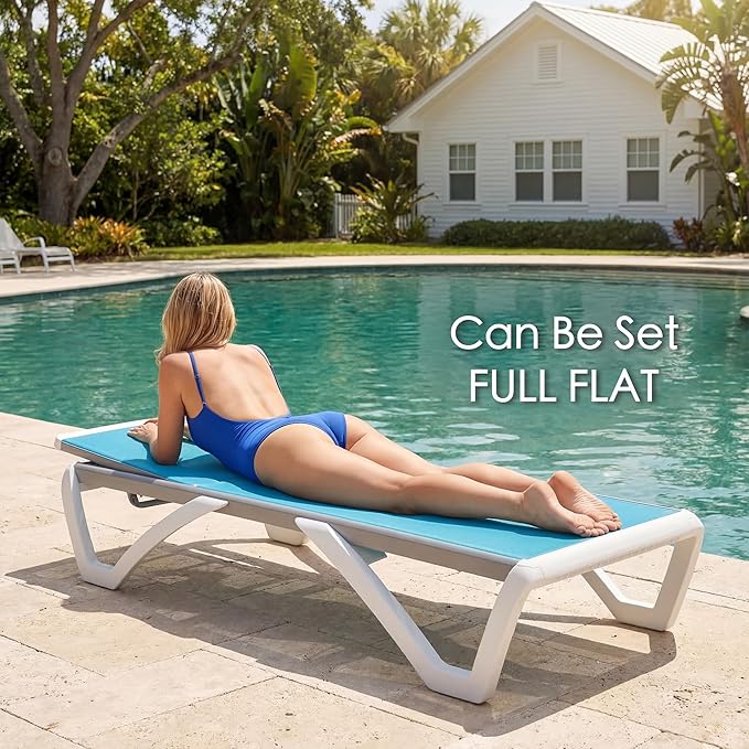 Kozyard Outdoor Chaise Lounge Chair, Fully Flat Adjustable Patio Lounger