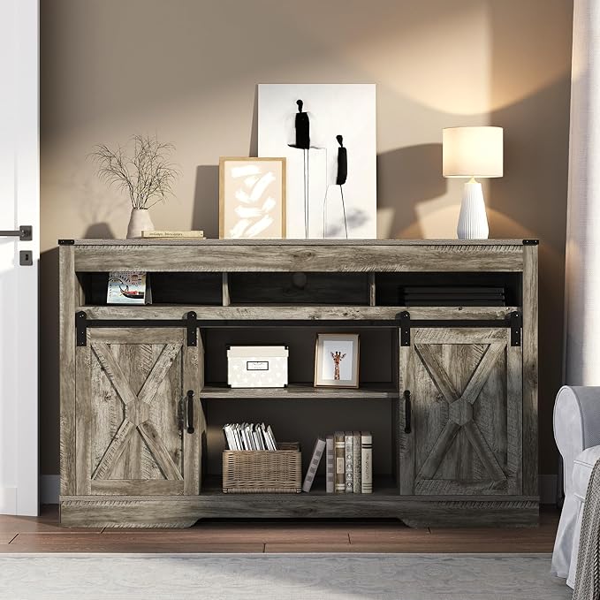 RoyalCraft TV Stand for 65+ Inch TV: Farmhouse Entertainment Center