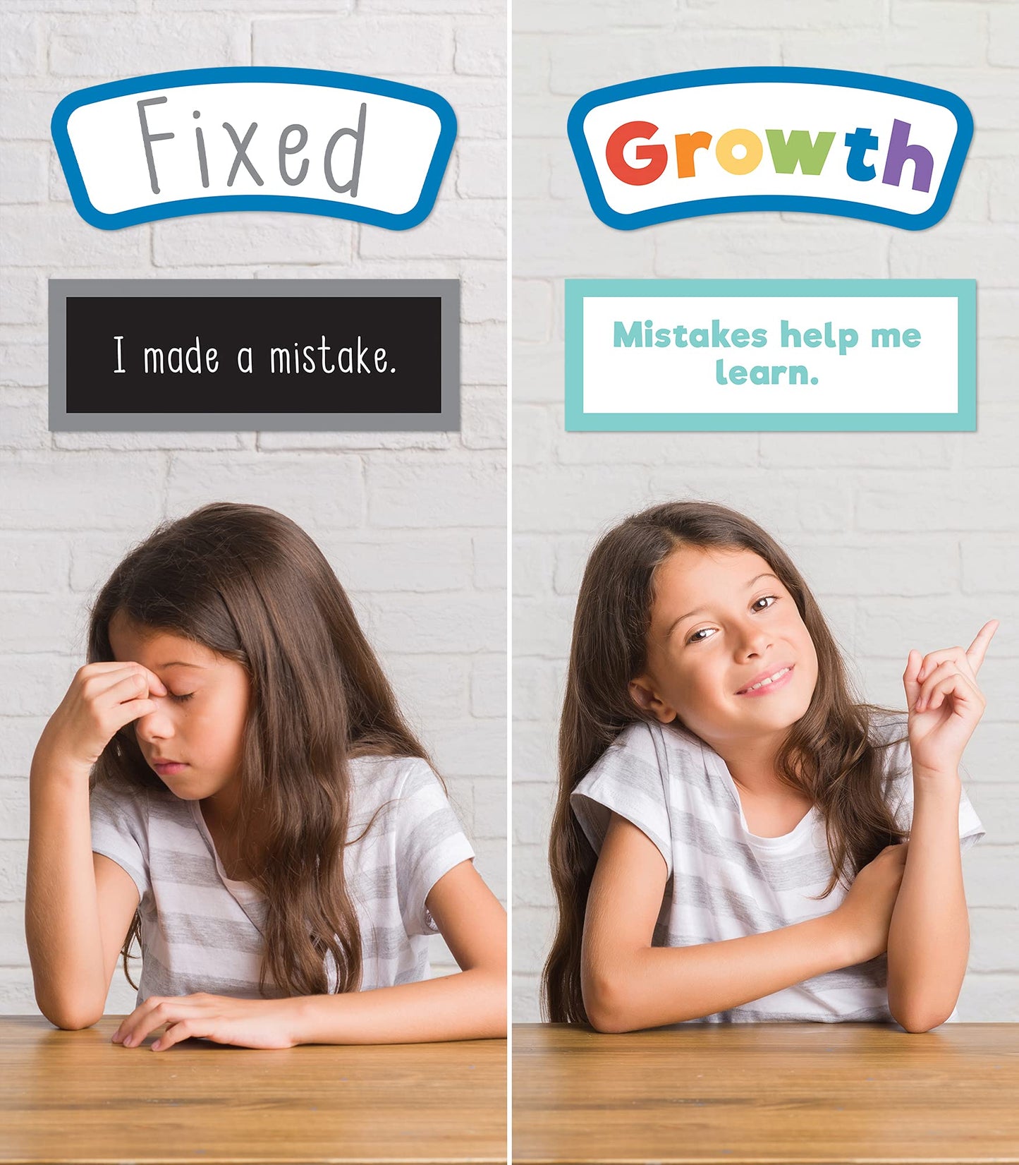 Carson Dellosa 29 pc Growth Mindset Bulletin Board Set, Motivational Poster, 2-Piece Brain With Affirmation Cards, Calm Down Corner Supplies and Classroom Decor
