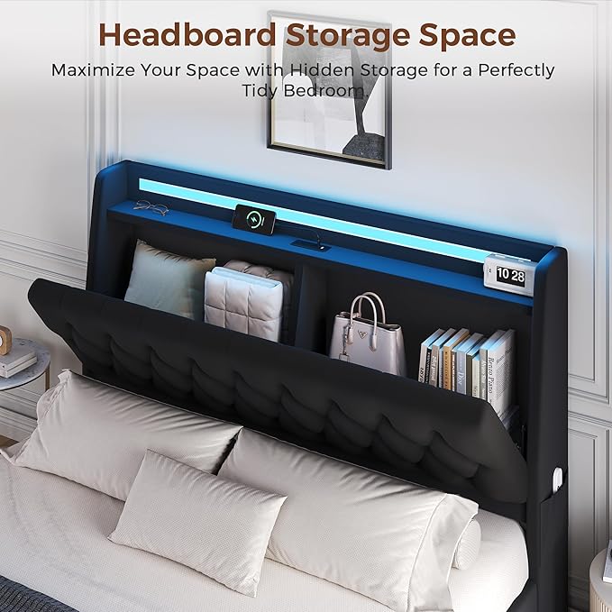 Queen LED Velvet Bed Frame