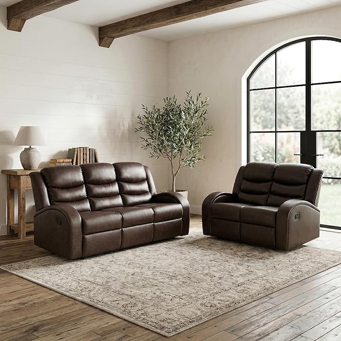 Recliner Sofa Set 3 Piece Living Room Furniture Set Couch Sectional Leather