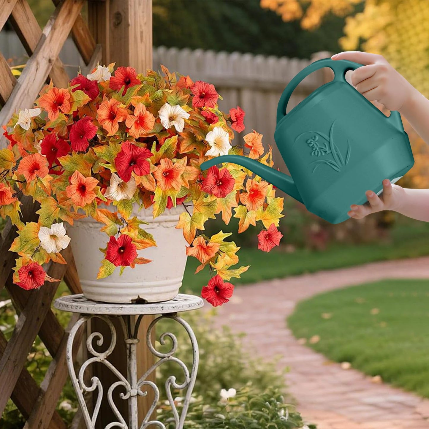 VKPLITE Plastic Watering Can - for Indoor and Outdoor Home Garden Plants - with Long Spout - Green - 1/2 Gallon