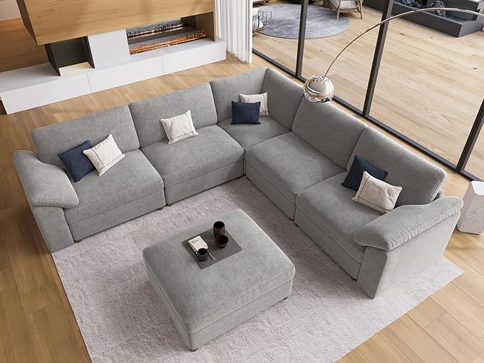 EASE MOOSE Oversized Sectional Modular Sofa, Luxury FSC Certified Chenille