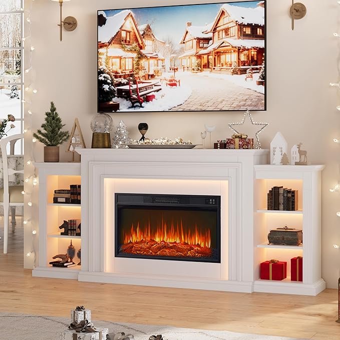 80" LED Lights Electric Fireplace