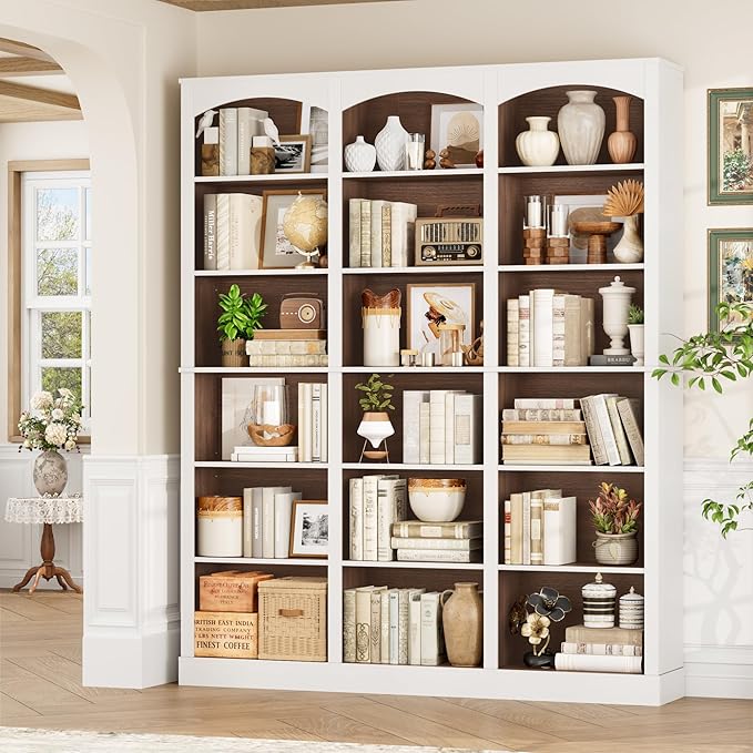FACBOTALL 71" Triple Wide Bookshelf, 6 Tier Tall Bookshelf, Large Bookcase