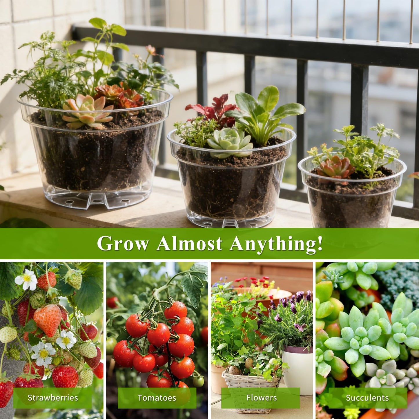 Gute 6/8/10 Inch Clear Nursery Pots with Drainage Holes (14 Pack), Reusable Plastic Plant Pots for Indoor & Outdoor Gardening, Ideal for Seedlings, Succulents, Vegetables, Orchids & More
