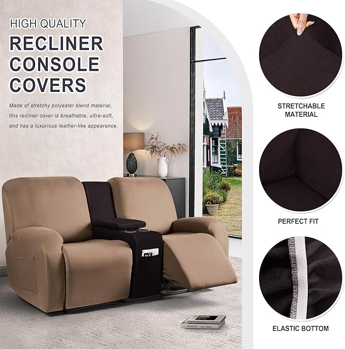ANARACHON Leather Look Recliner Console Cover