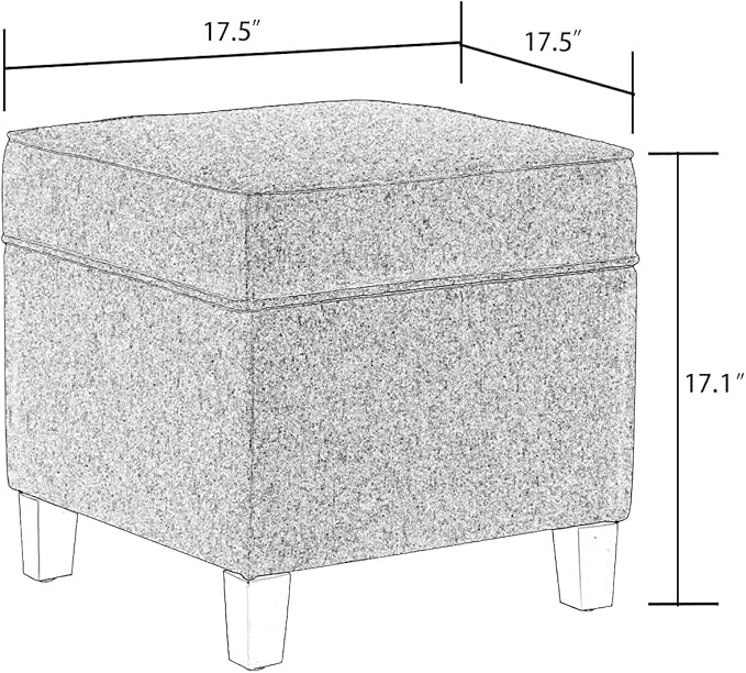 Adeco 17 Inch Square Linen Storage Ottoman