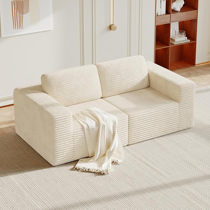 Vesgantti 80" Modular Sectional Sofa, Corduroy Cloud Couch