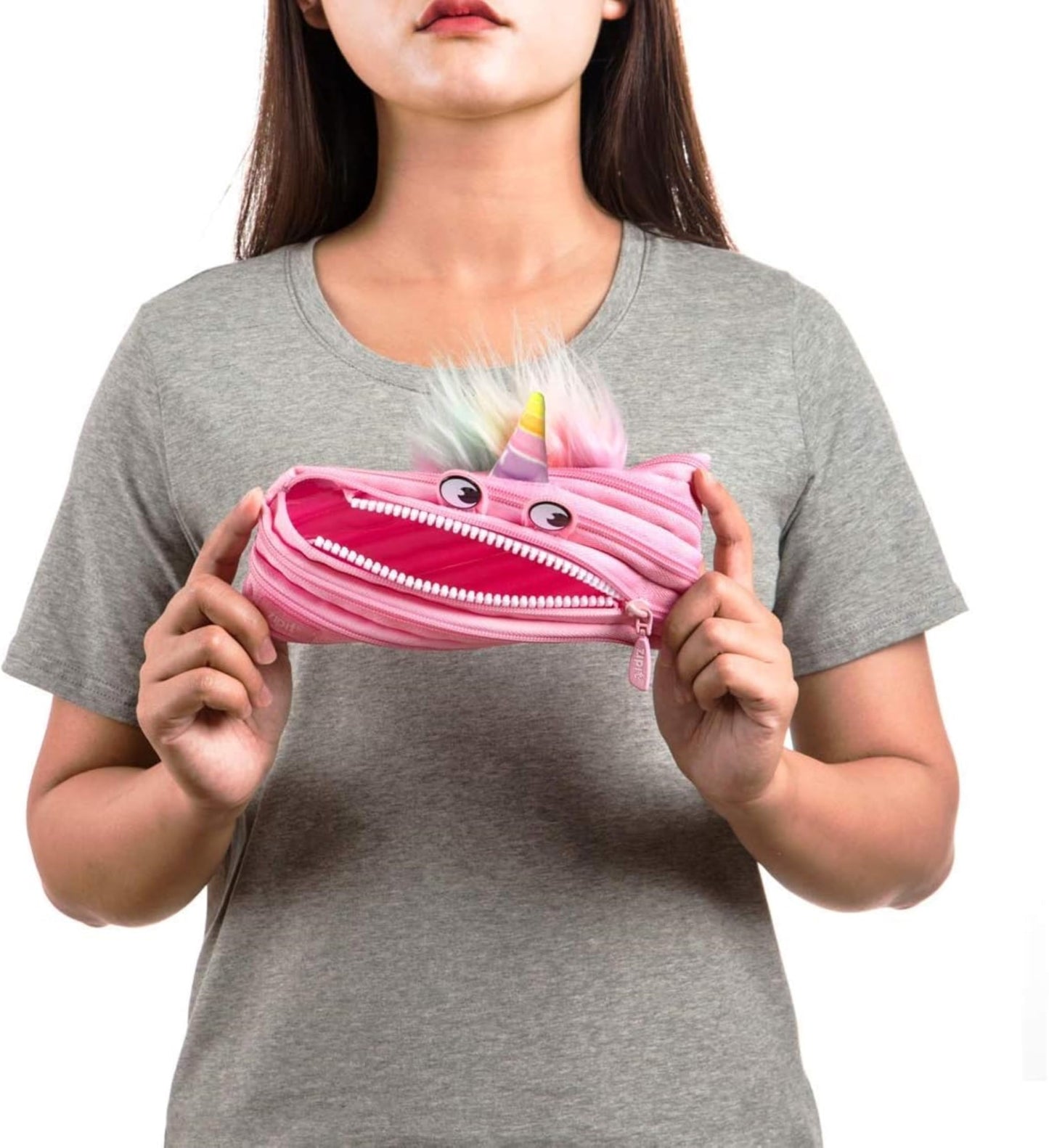 ZIPIT Unicorn Pencil Case for Girls, Cute Zipper Pouch for Kids Teens, Stationery Bag for School ,Pink