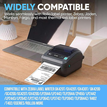 PackGurus 4"x6" Fanfold Direct Thermal Labels Commercial Shipping Label with Perforated line for Thermal Printers, Compatible with Zebra & Rollo Printer (3 Stacks - 6000 Labels)