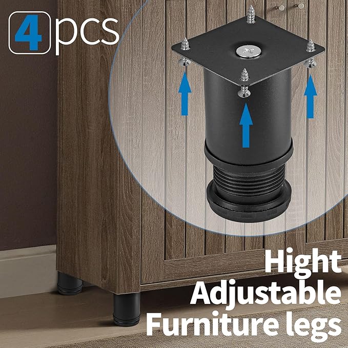 3 Inch Metal Furniture Legs Stainless Steel Adjustable Legs Black Metal Legs