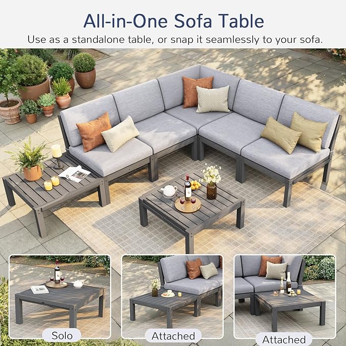 Stoog Patio Furniture Set, 6-Piece All-Weather Outdoor Sectional Sofa Set