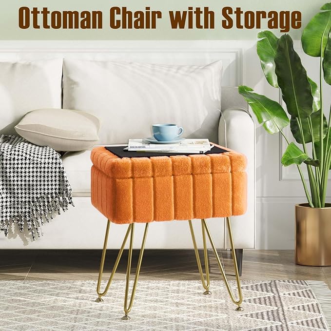 Greenstell Vanity Stool Chair Faux Fur
