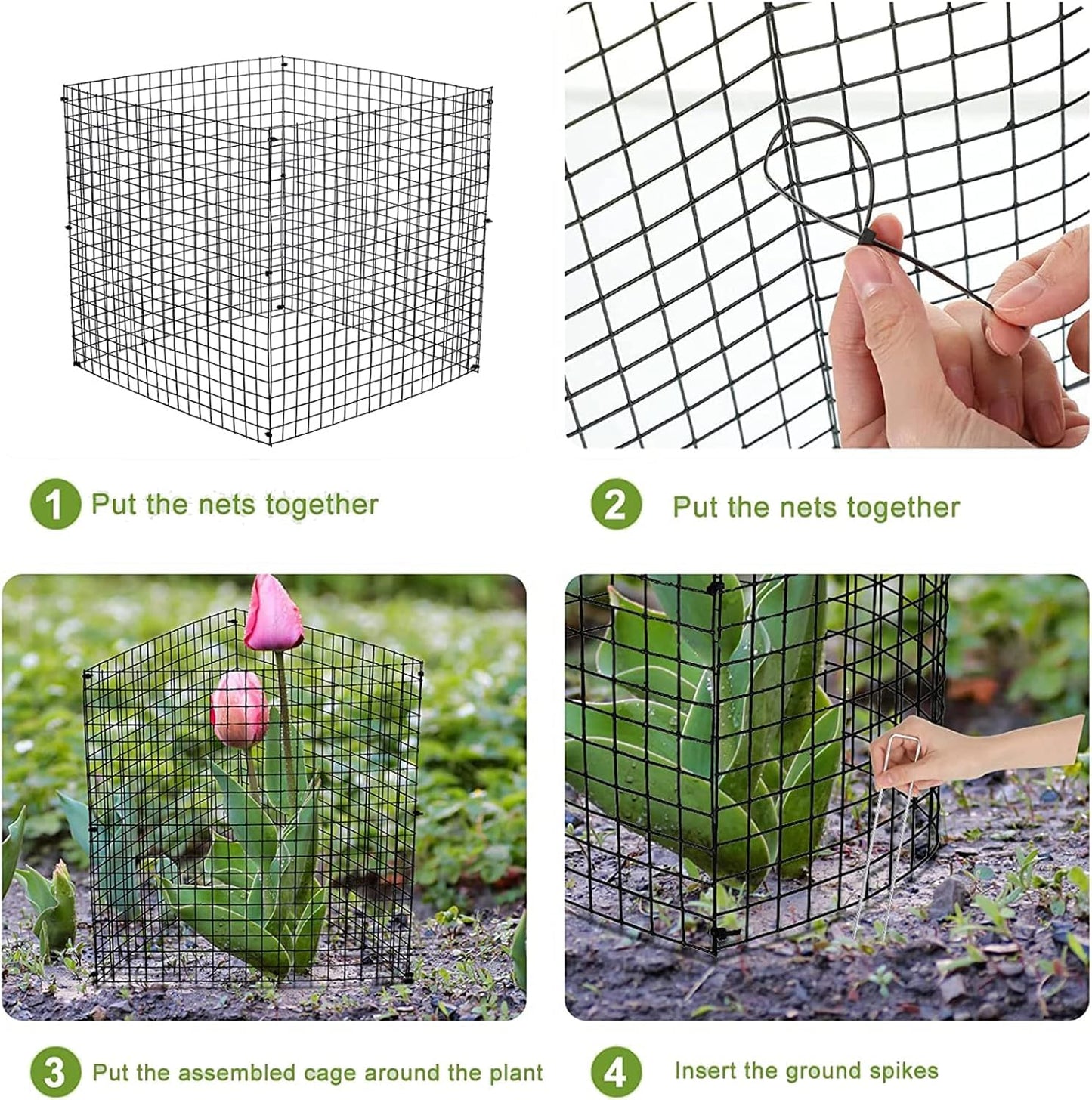 6 Pack Small Wire Plant Protectors, 24 Pieces Square Plant Protectors from Animals Mesh Plant Cage Chicken Wire Cover for Protect Plants, Garden,Shrubs and Vegetables from Animals(12x12 in)