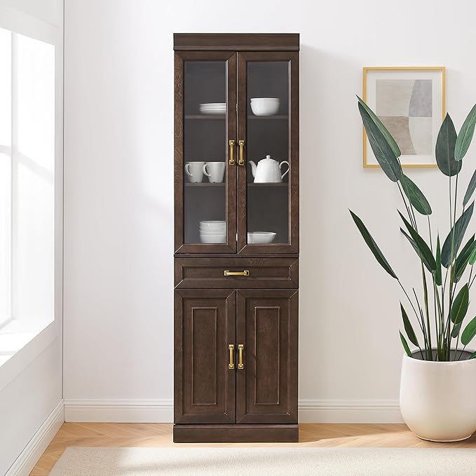 Crosley Furniture Stanton Glass Door Pantry Storage Cabinet