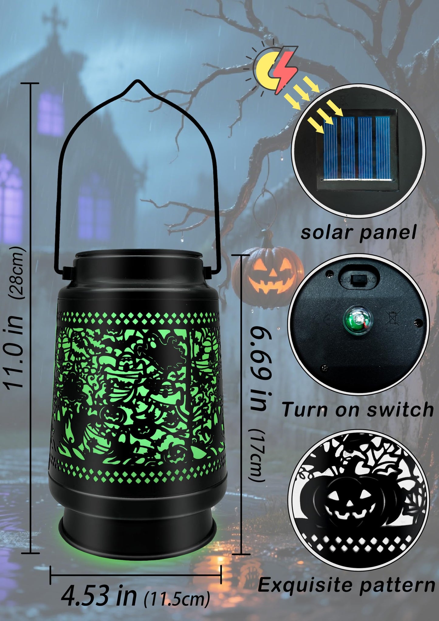 Halloween Decor Outdoor Solar Lanterns Waterproof Halloween Decorations Scary Ghost with Pumpkin Spooky Lights for Garden, Patio, Yard, Lawn Porch Hanging Solar Lights Unique Gifts for Women