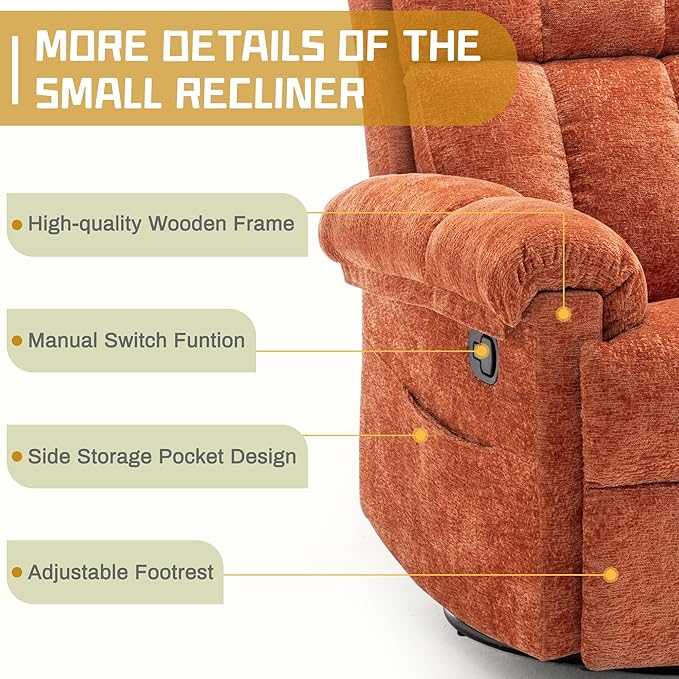Korser Recliner Chair, Swivel Rocker Recliner Chair