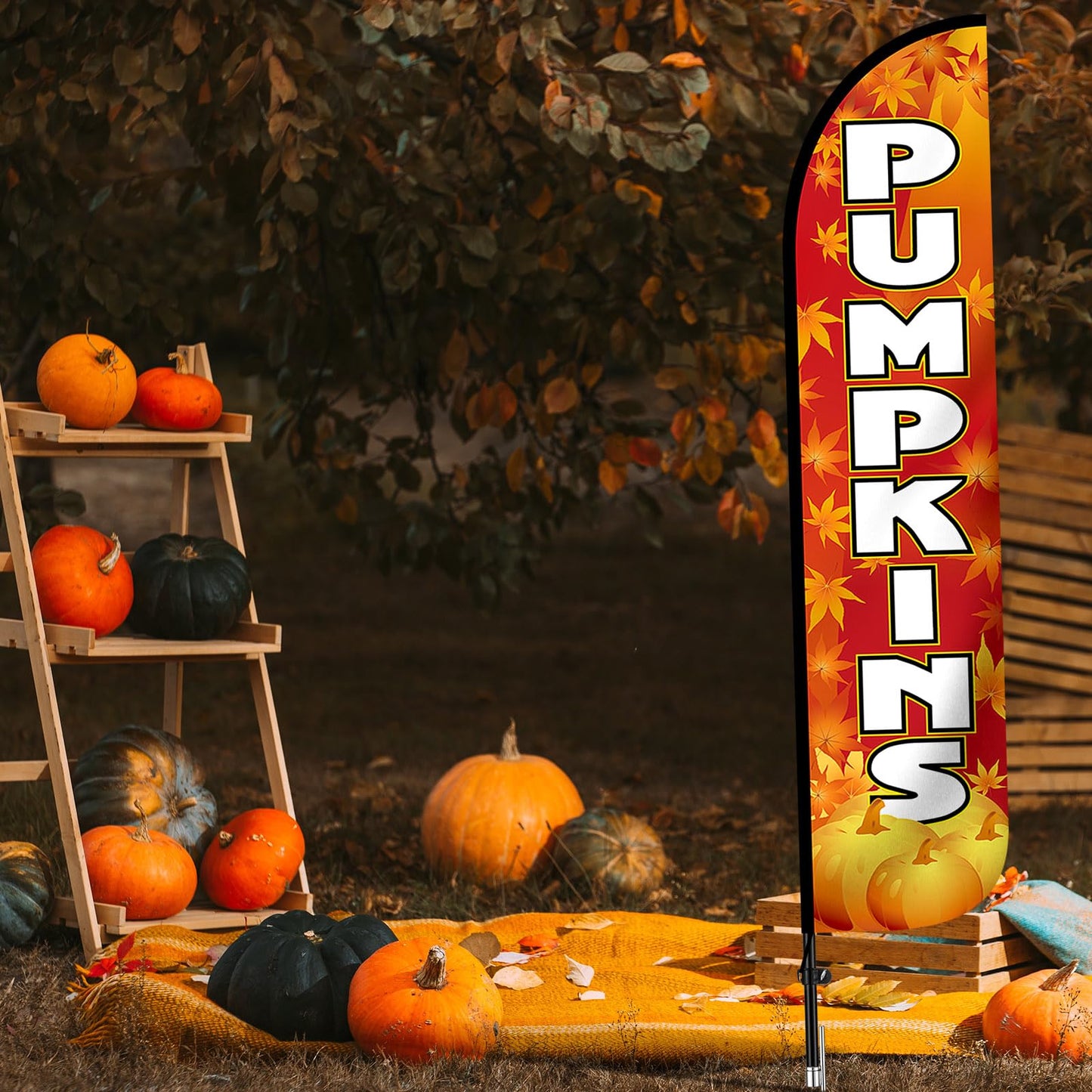 Remagr Thanksgiving Pumpkins Feather Flag Only 2.5ft x 12ft Outdoor Fall Garden Flag for Fall Pumpkins Theme Parties, Halloween Decorations, Festivals, Farms, Events
