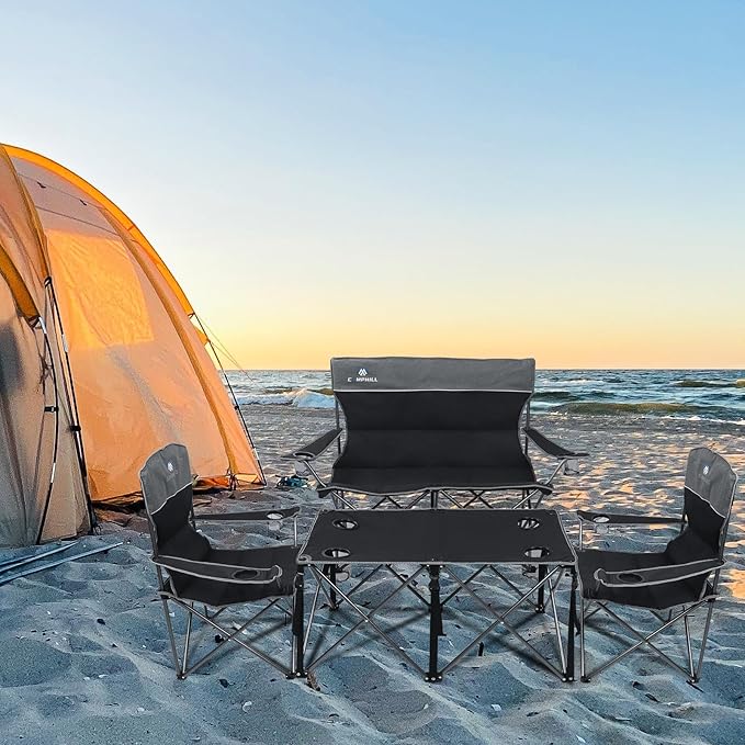 Camping Chair Set of 3, Outdoor Folding Camping Chairs