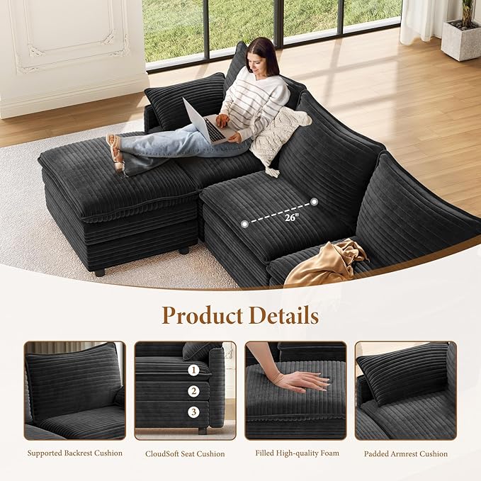 Vesgantti Large Modular Sectional Sofa, Big Comfy Cloud Couch