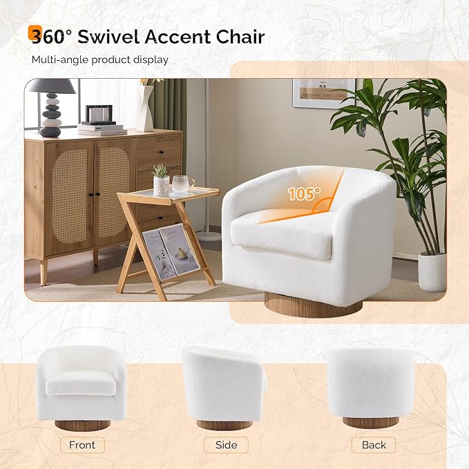 VINGLI 360°Swivel Accent Chair