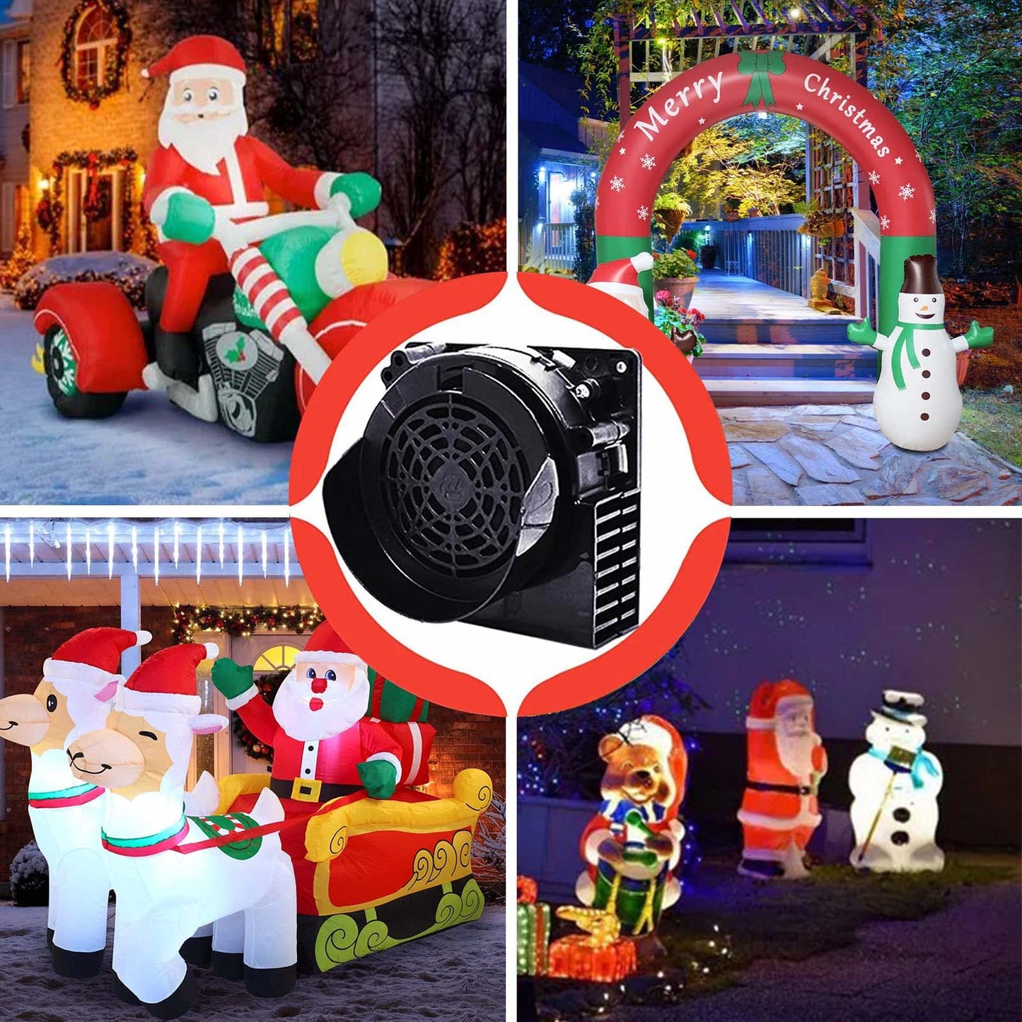 Inflatable Fan Blower Replacement, 12V 1.2A Waterproof Air Blower with 3 LED Light String for Halloween, Christmas, Easter，Thanksgiving Day Inflatables Fan Blower, Inflatables Indoor Outdoor