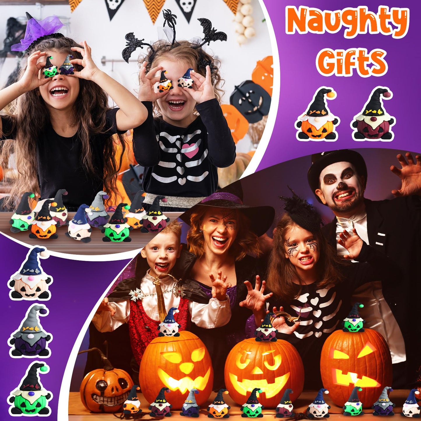 Jetec 100 Pcs Mini Halloween Gnomes Figurines to Hide Pumpkin Miniature Gnomes Tiny Figurines Ornaments for Halloween Home Table Decorations