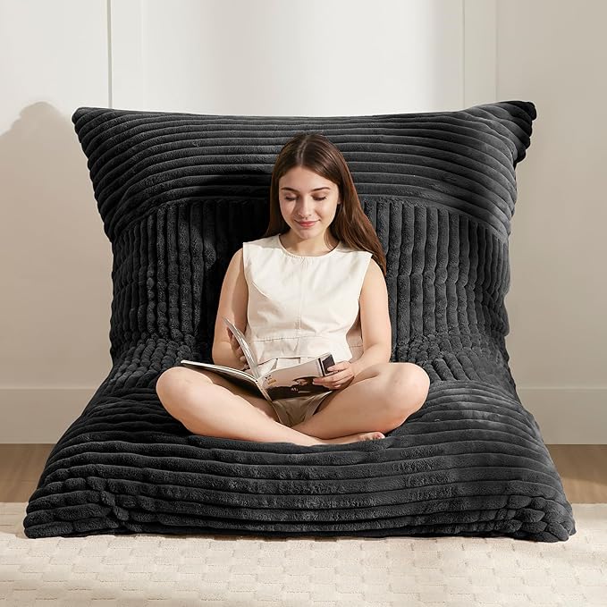 3-in-1 Giant Bean Bag Chair for Adults & Kid, Convertible Floor Sofa to Mattress