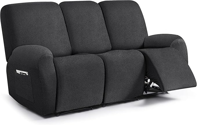 ANARACHON Leather Look Recliner Couch Cover, 8-Pieces Stretch Recliner Sofa