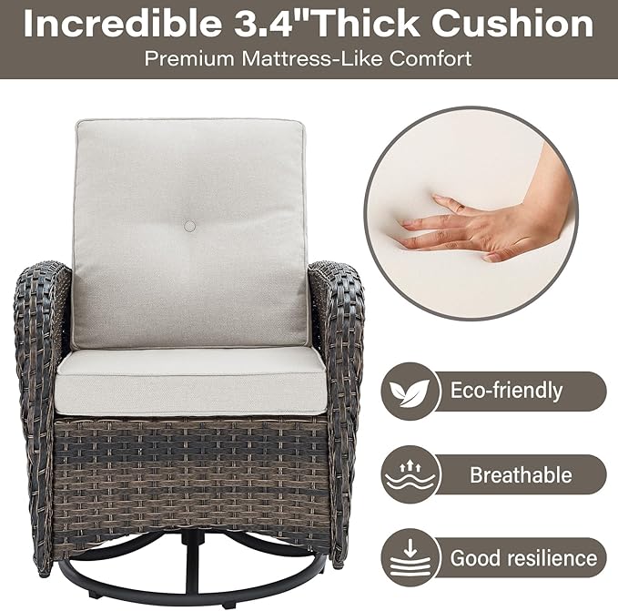 Belord 5 Piece Swivel Rocker Glider Outdoor Chairs Set of 2