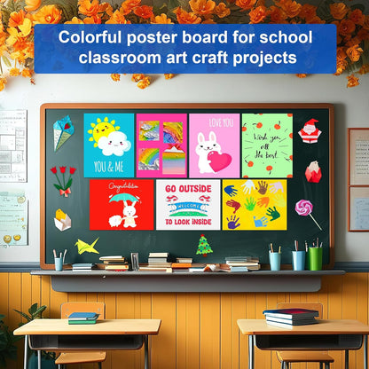 50 Pcs Poster Board Colorful Paper 14x18, ROOKEA Vision Boards Bulk Blank Graphic Display Posterboard Card Paper for Kids School Classroom Arts Craft Projects Drawing Scrapbooking