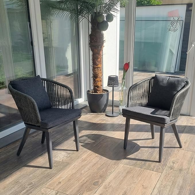 PURPLE LEAF Patio Dining Chair Set Modern Wicker Outdoor Furniture Seating