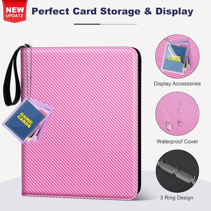 Mlikero Trading Card Binder, 9 Pocket Card Binder with Card Display Design, 720 Double Sided Pocket Collection Binder, Card Albums for MTG, TCG, and Sports Cards(Pink)