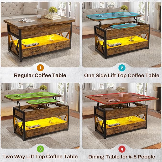 Itaar 40" Lift Top Coffee Table, 4 in 1 Coffee Tables