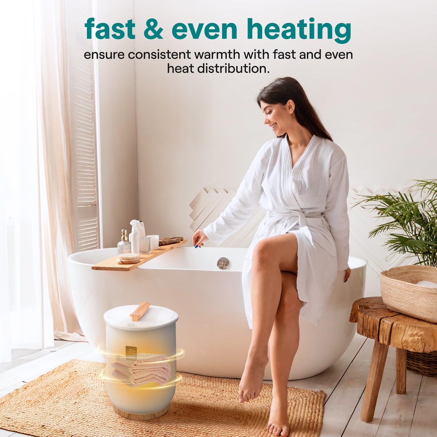 SereneLife Towel Warmer, 20L Capacity Hot Towel and Blanket Warmer with Digital Display, Adjustable Heating Time (20-90 min), Holds 2 Large Towels, Fragrant Disc Holder, 13” x 13” x 19” - inches