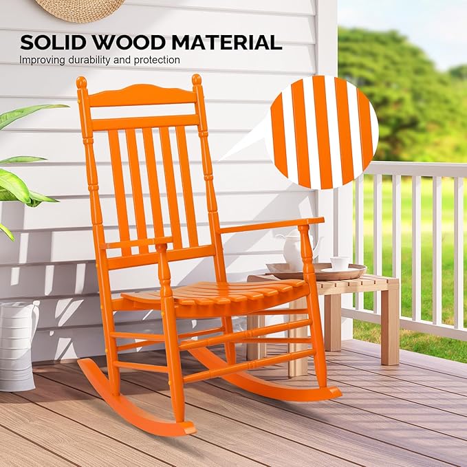 VINGLI Wooden Rocking Chair Outdoor, Patio Rockers