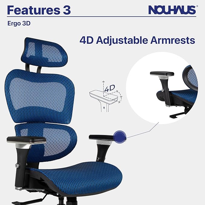 Nouhaus Ergo3D Ergonomic Office Chair Lumbar Support Mesh Office Chair