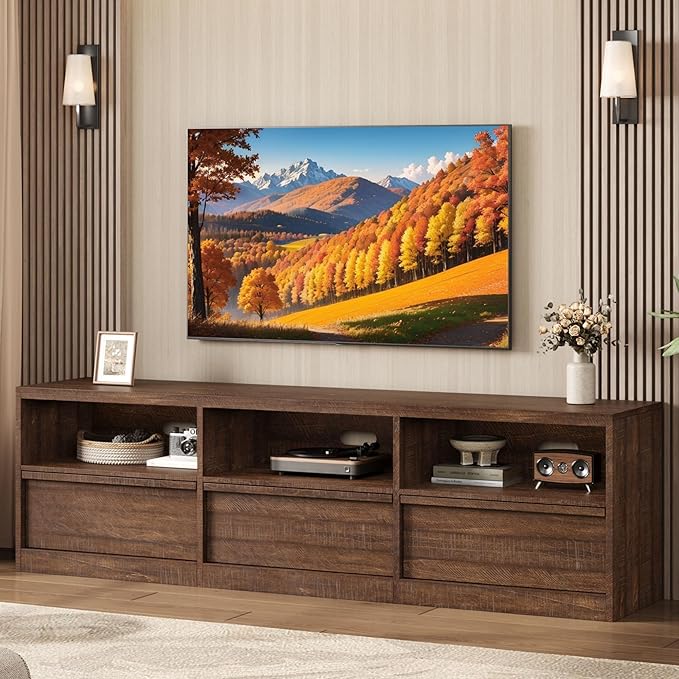 GarveeHome 70 in TV Stand for TVs up to 85 in, Mid Century Modern Entertainment
