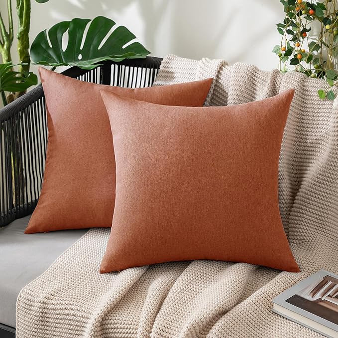 MIULEE Pack of 2 Decorative Outdoor Solid Waterproof Throw Pillow Covers Euro