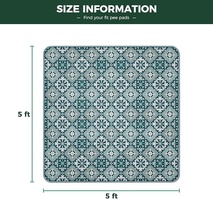 FXW Washable Pee Pads for Dogs, Puppy Pads with Super Absorbent, Specifically Designed for FXW Rollick/Homeplus 24inch 6 Panels Dog Playpen, 39" x 63" Rectangle, Tribal Blue, 1 Pack