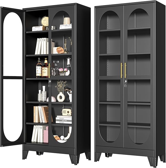 PAOFIN 75" H Locking Display Cabinet